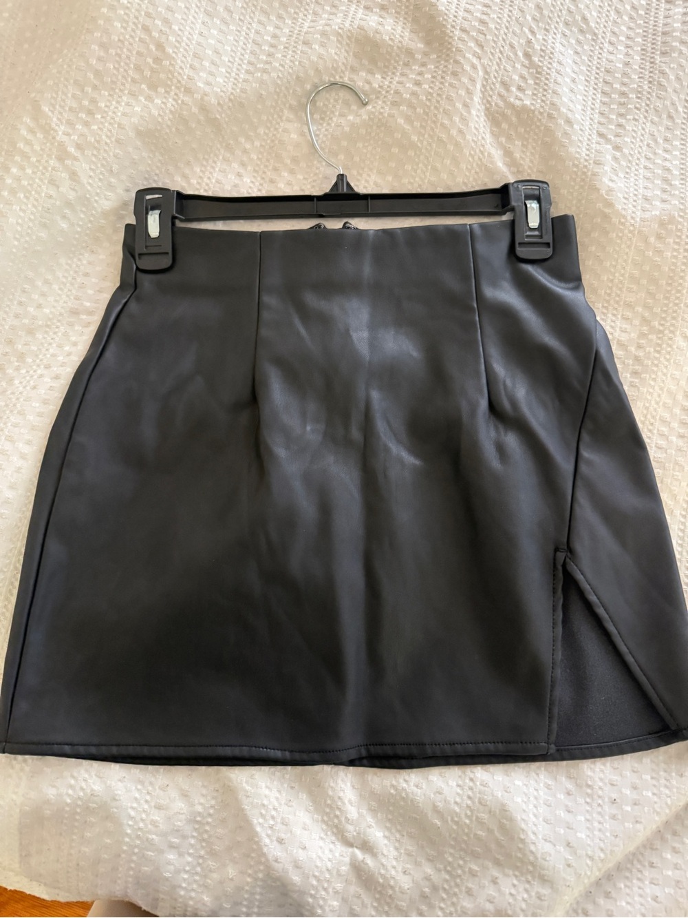 Macys Black Mini Faux Leather Skirt